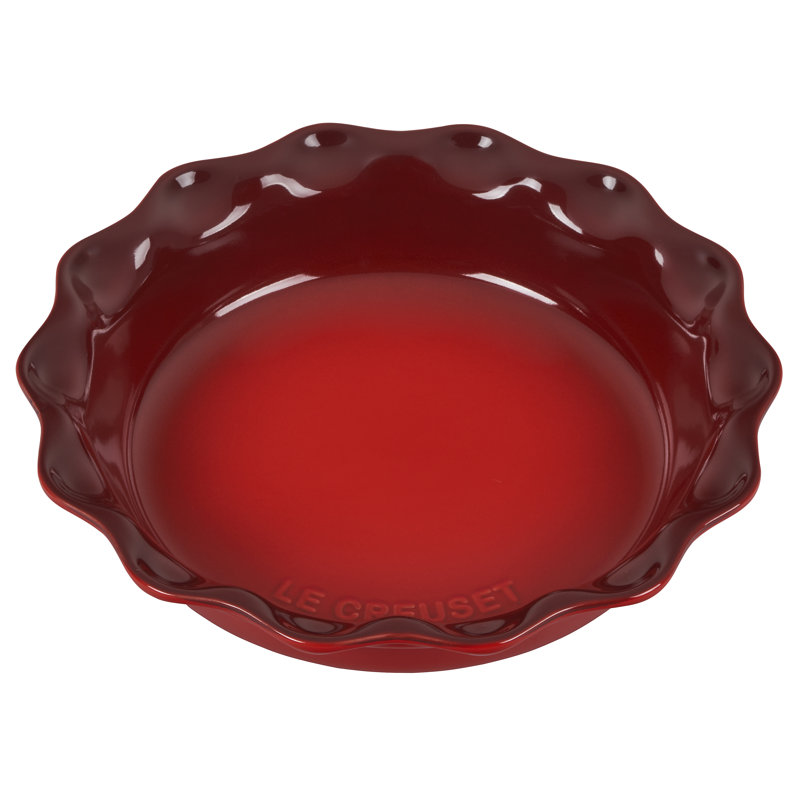 Cerise Red Stoneware 9" Fluted Edge Pie Dish
