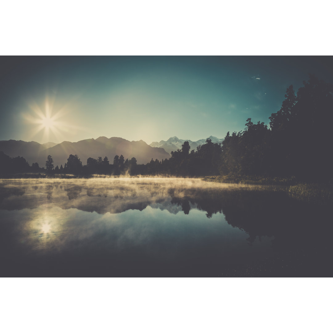 Lake Matheson Naturpanorama bei Sonnenaufgang