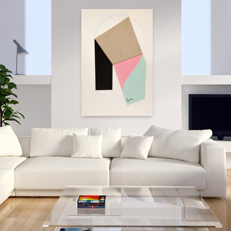 Art contemporain contemporain abstrait géométrique, H 48 po x l 32 po