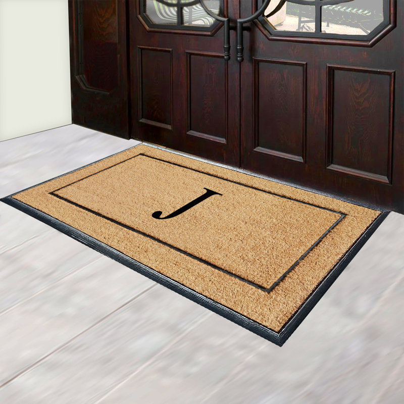 Ironton Natural Coir & Rubber Large Monogrammed Doormat, Thick Durable Entry Mats for Entrance Heavy Duty, Thin Profile, Long Lasting Front Door Mat - 30"x60"