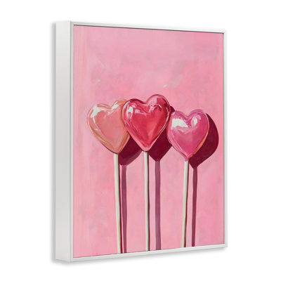 Trois sucettes sur giclée rose encadrée, design par Arlington Prints