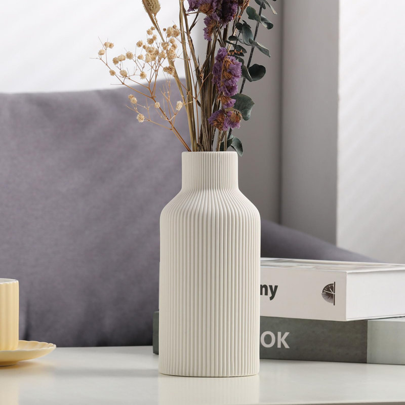 8" Ceramic Vase, Blanc