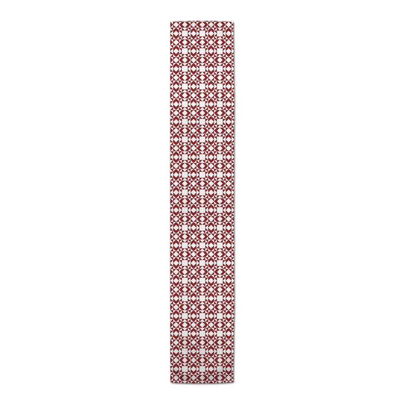 Geometric Table Runner, Red, 90" x 16"
