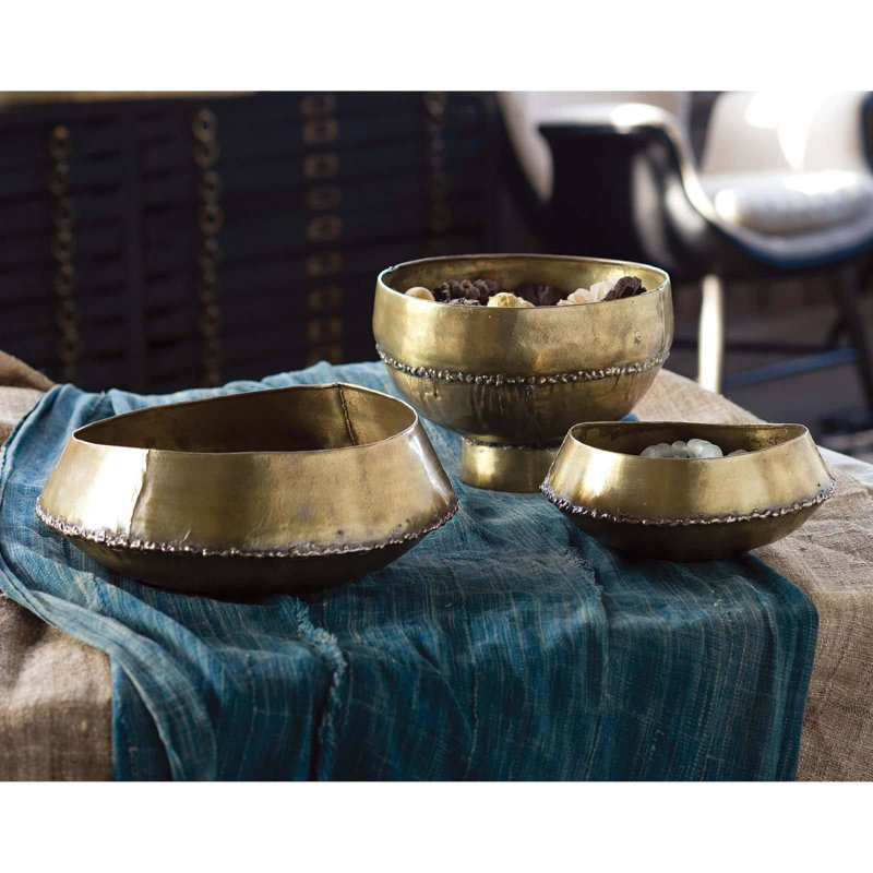 Bedouin Brass Decorative Bowl, 4" H x 8.5" W x 8.5" D