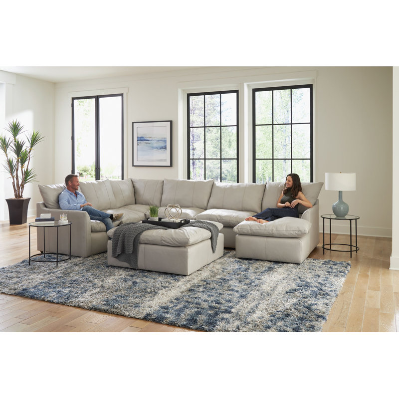 4 - Piece Genuine Leather Chaise Sectional with Matching Ottoman, Right Hand Facing