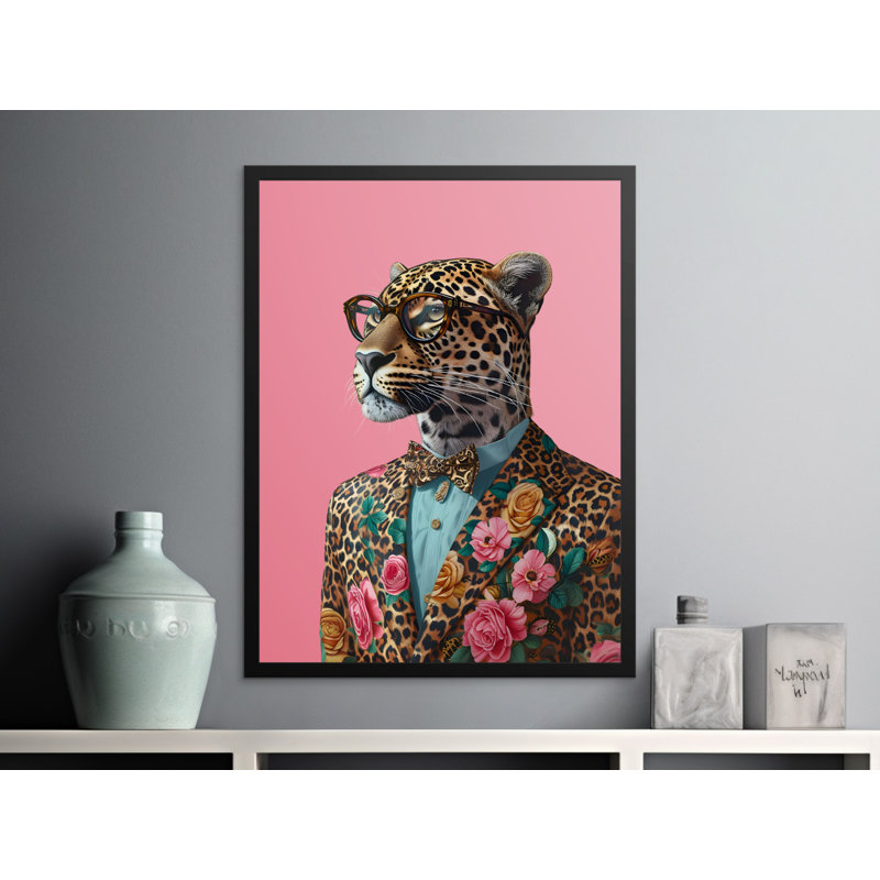 Dapper Leopard Wall Art, Animal Portrait Print, Funny Animal Art, Quirky Home Decor, Framed Art, Multiple Sizes