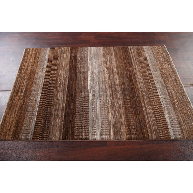 Tapis oriental brun à rayures Gabbeh 4 x 6