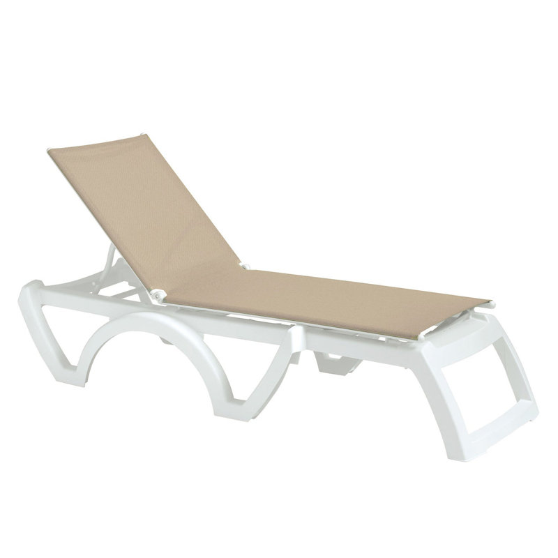 Grosfillex Jamaica Beach Adjustable Sling Chaise, Tan/Brown