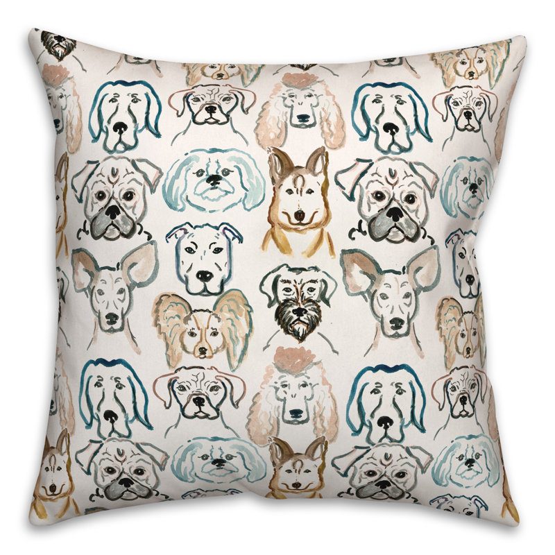 Dog Face Sketch  Throw Pillow, 20"H x 20" W