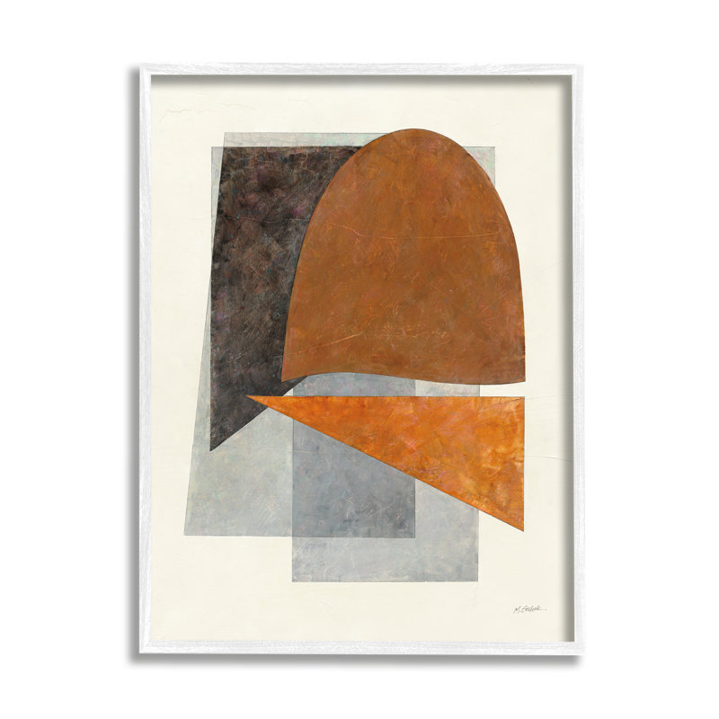 Abstraction géométrique discrète encadrée sur bois, Giclée encadrée blanc bord de mer, H 30 po x l 24 po x P 1,5 po
