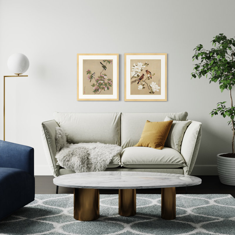 Birds Among The Flowering Branches Print by Yu Zhi, 21.5" H x 35" W