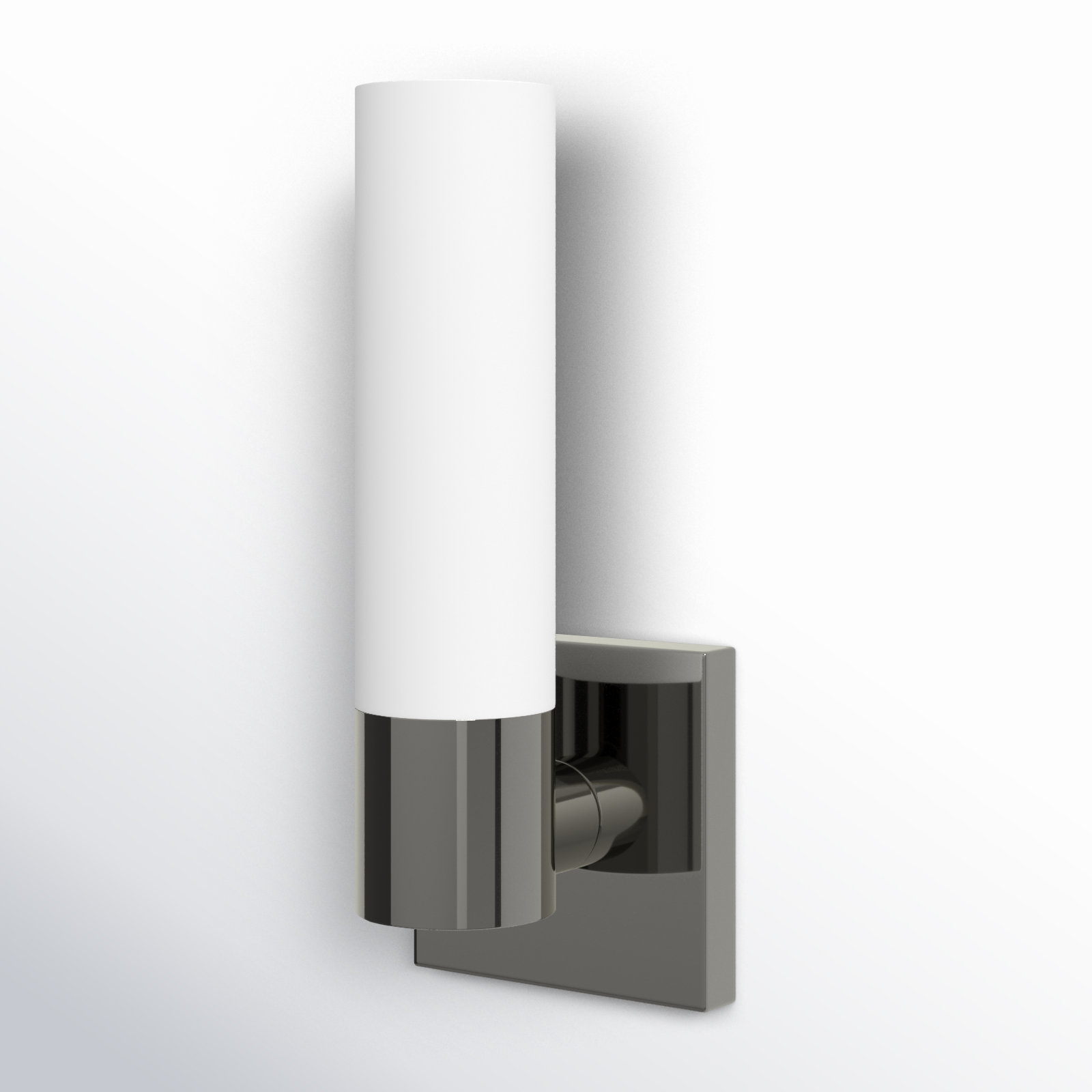 Fulton Single Light Glass Dimmable Armed Sconce, Black Chrome