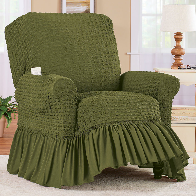 Housse pour fauteuil inclinable à coussins carrés texturés, Vert