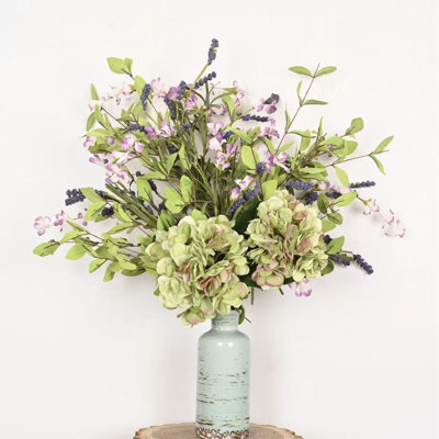 Arrangement floral de fleurs artificielles 24 "dans un vase, hortensia artificiel printemps-été 24"
