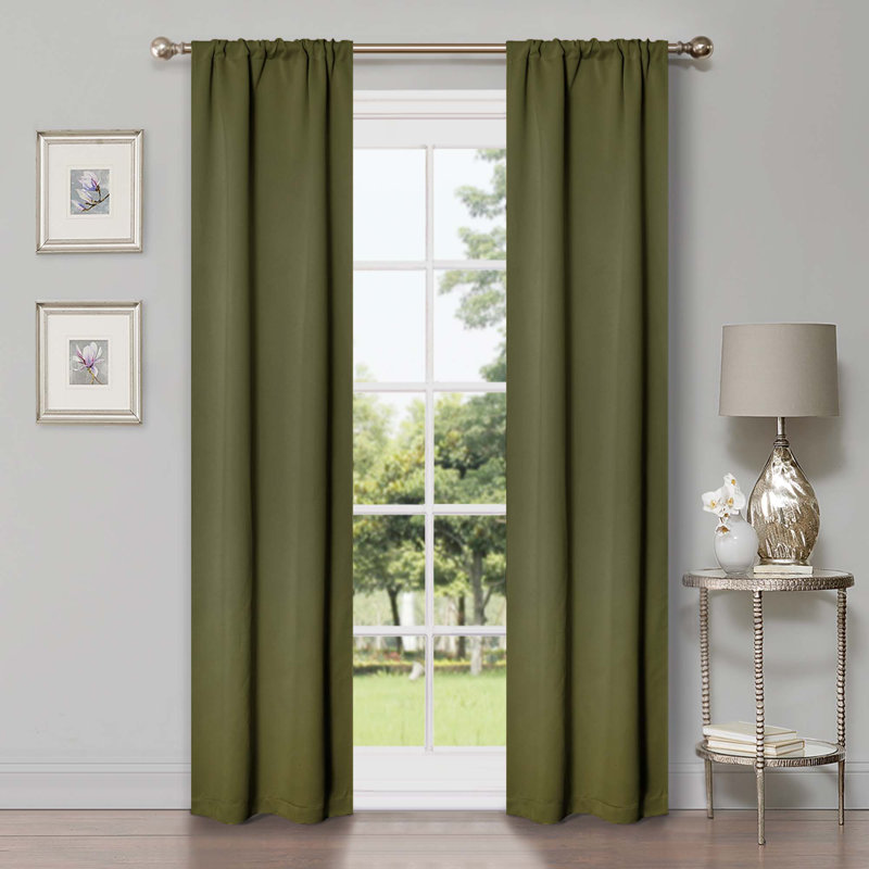 Paire de rideaux obscurcissant avec œillets Millendon, Vert olive, L 26 po x L 84 po
