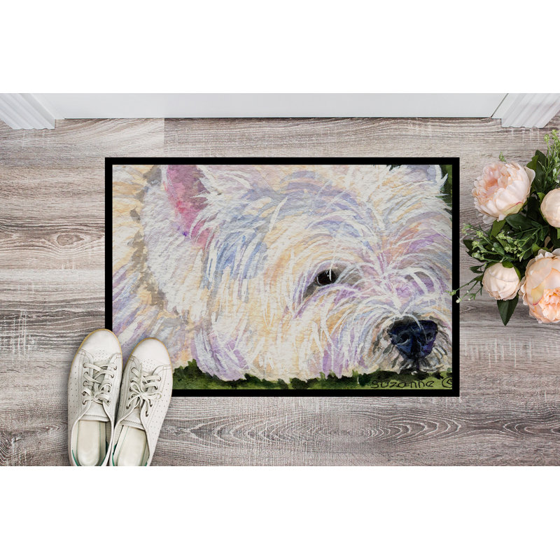 Paillasson d’intérieur antidérapant sylvanite Westie, Rectangle 1 pi 6 po x 2 pi 3 po