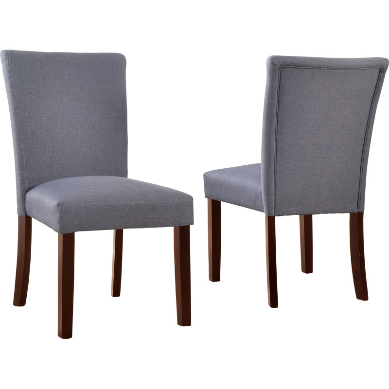 Myrtille 20'' H Linen Upholstered Side Chair, Grey, Espresso
