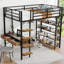 Lit mezzanine avec bureau et tablettes, noir-1688054806
