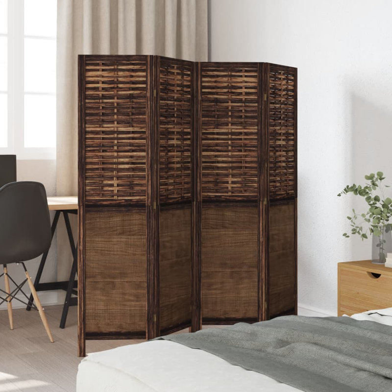 Farnum Solid Wood Accent Room Divider, 160cm H x 145cm W, Dark brown