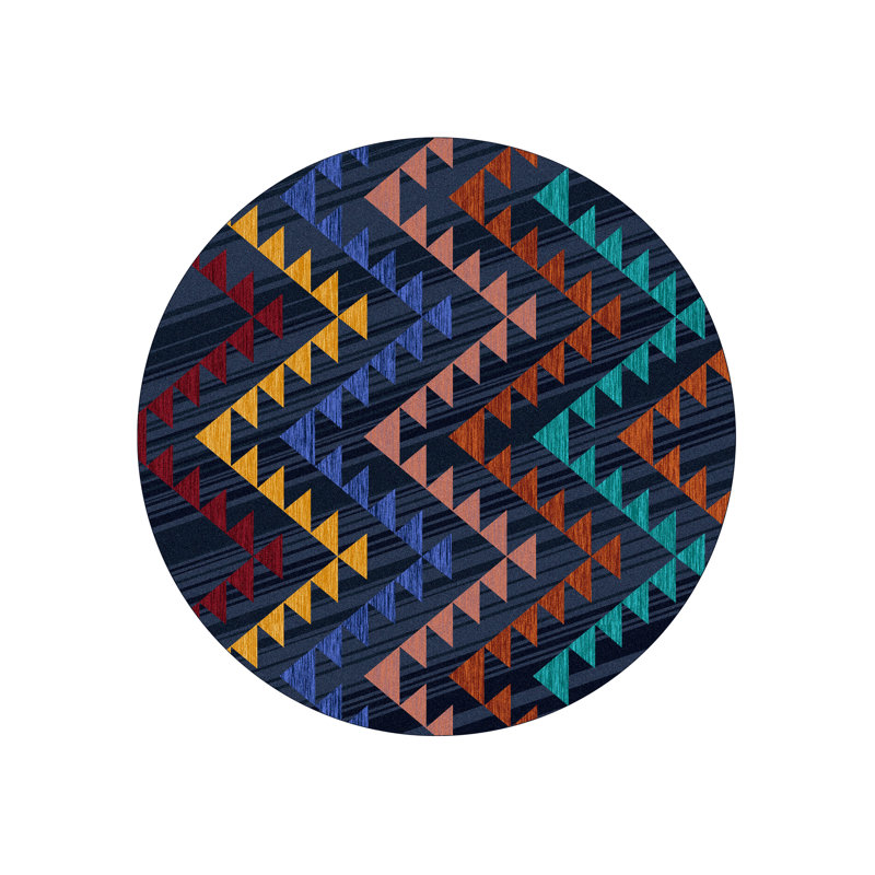 Tapis gris anthracite tissé à la machine Martindale, Rond 8 pi