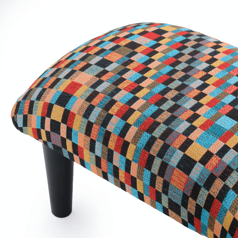 Eaker 38cm Wide Velvet Rectangle Plaid Footstool Ottoman