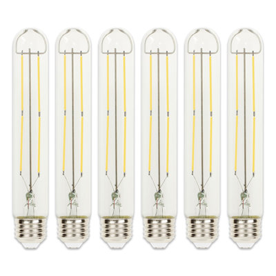 5 Watt (75 Watt Equivalent) Clear T9 Dimmable Filament LED Light Bulb, Medium Base, 6 Pack