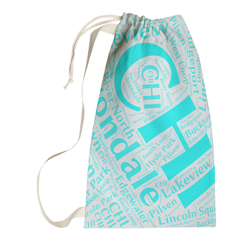 Laundry Hamper with Handles, Small (29" H x 18" W x 1.5" D), Cyan, Chicago