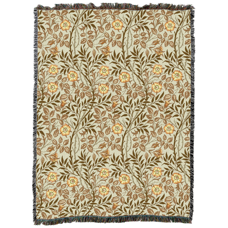 Couverture de mandarine Pure Country Weavers William Morris Sweetbriar XL - artisanat - jeté en coton tissé à la main - fabriqué aux États-Unis (82 x 62)