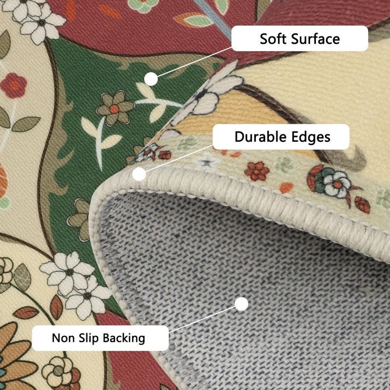 Sets of 3 Moroccan Trellis Kitchen Rug Non Slip Washable Kitchen Mats, Orange
