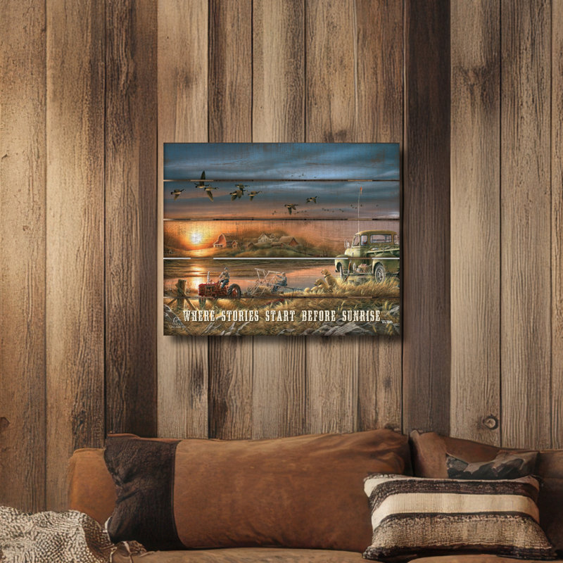 En attendant patiemment, panneau de 45,7 x 55,9 cm, là où les histoires commencent avant le lever du soleil