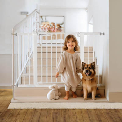 Baby Gate for Doorways and Stairs, Auto Close Dog/Puppy Gate, Easy Install, Pressure Mounted, No Drilling, fits for Narrow and Wide Doorways, Safety Gate Door for Child and Pets
