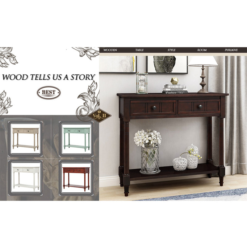 Gattilier 35.43'' Console Table, Walnut, 30.25" H x 35.34" W x 13.8" D