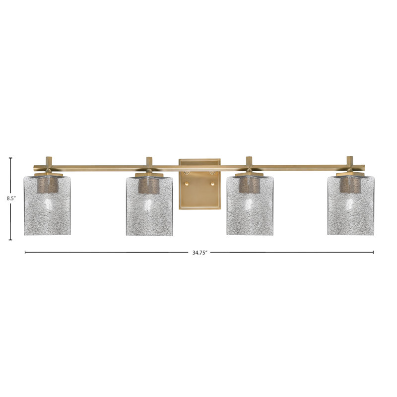 Franklin 4 Light Bath Bar With Glass, Brass