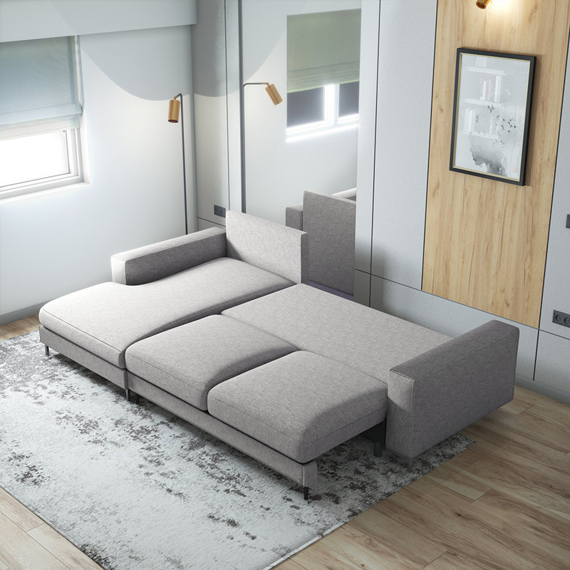 Benites 3 Seater Sofa Bed, Left Hand Facing, Light Grey