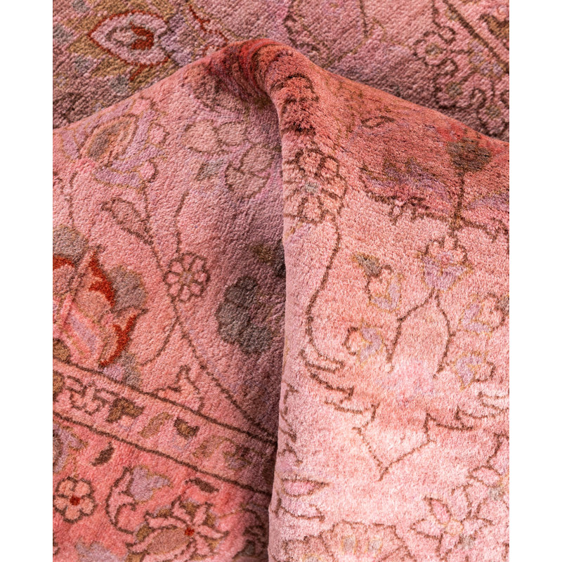 Tapis rose en laine noué à la main Cunha 3 pi 2 po x 5 pi 5 po