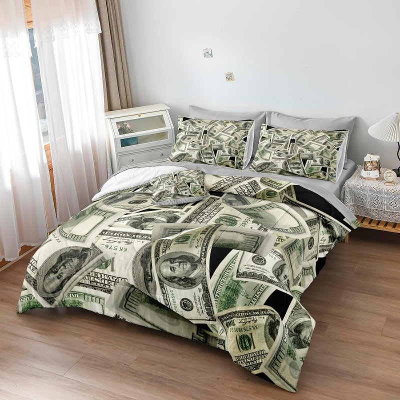 Ensemble d'édredon 8 pièces pour lit dans un sac Ensemble d'édredon grand format Dollar Bill