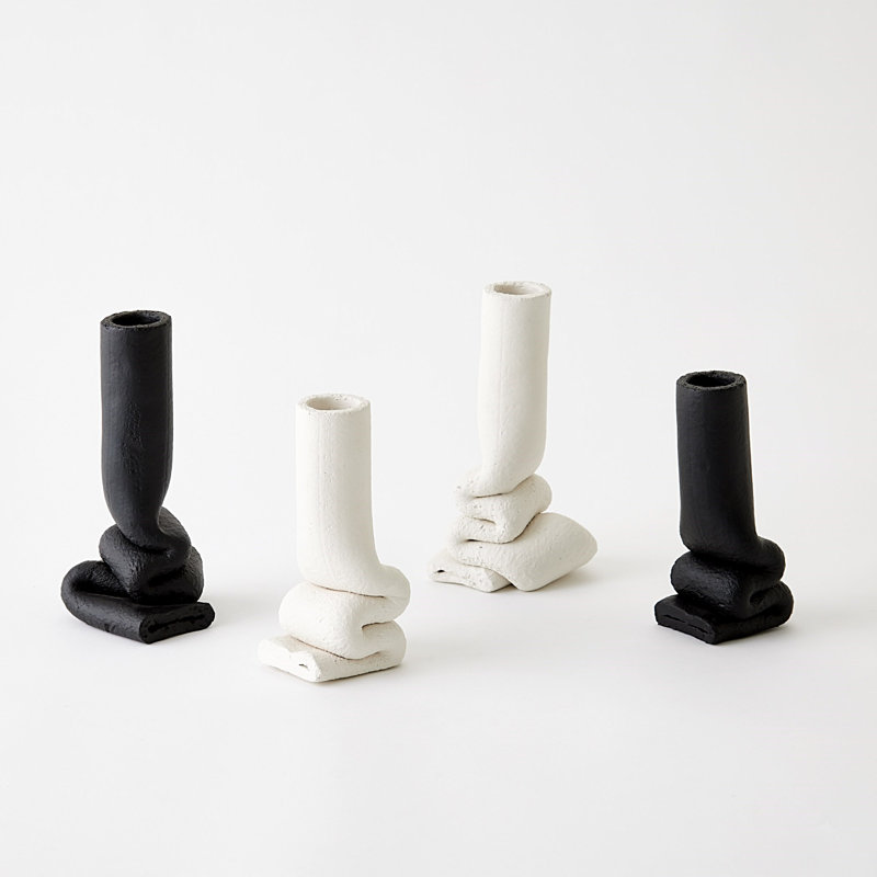Squoze Handmade Ceramic Table Vase, Black, 7.5" H x 3.5" W x 3" D