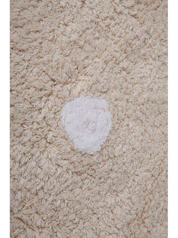 Biscuit Cotton Polka Dots Area Rug in White/Pink
