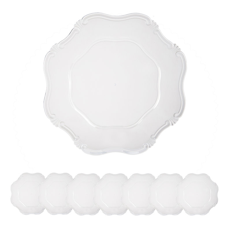 Paquet de 8 assiettes de présentation en plastique, P 13 po, Clair