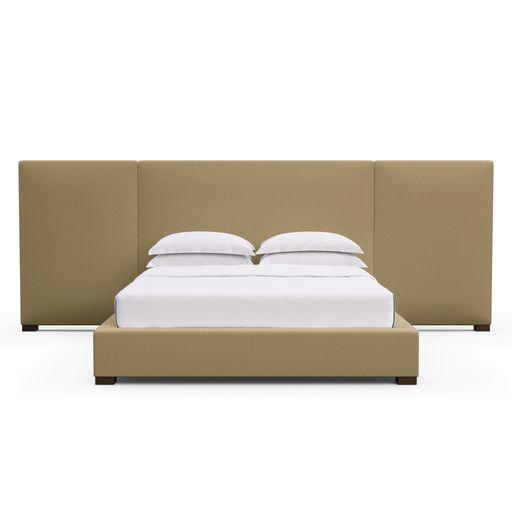 Upholstered Bed, Box Weave Linen Black Jack, Weathered, Twin