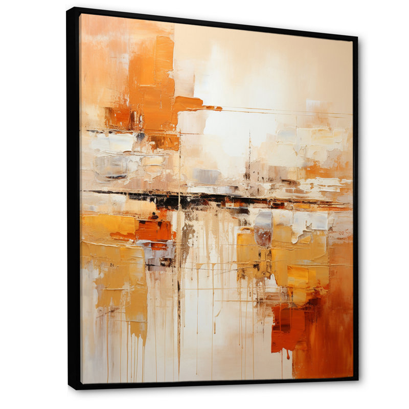 Glam Orange Beige Collage II - Fashion Framed Wall Art, Black Floater Frame, 32" H x 24" W