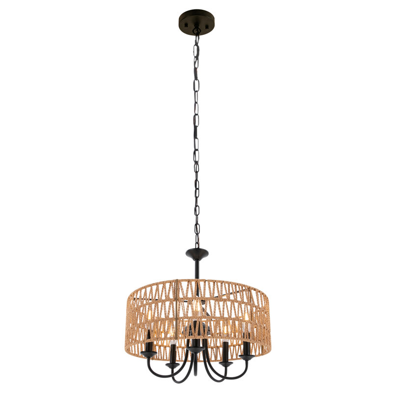 Lustre bohémien 5 lumières à hauteur réglable pour les salles à manger, les salons et les cuisines