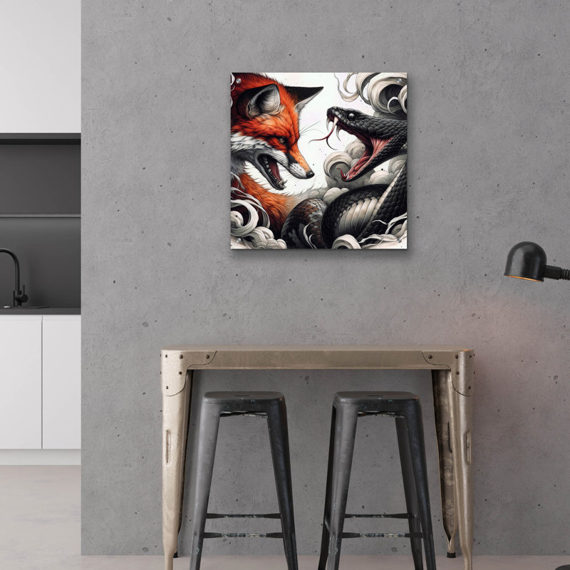  «Fox and Snake» par Rich Monet, art mural en verre acrylique, H 24 po x l 24 po x P 0,2 po