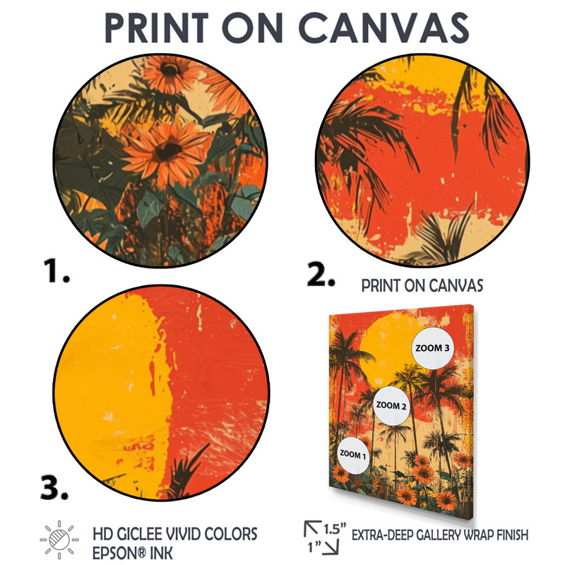 «Cianfero Red Summer Fire - Sunflowers», art mural sur toile, H 40 po x l 30 po, Reproduction encadrée sans passe-partout