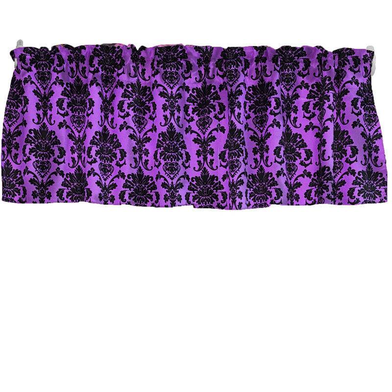 Cantonnière florale en damas 58 po, L 58 po x L 18 po, Mauve