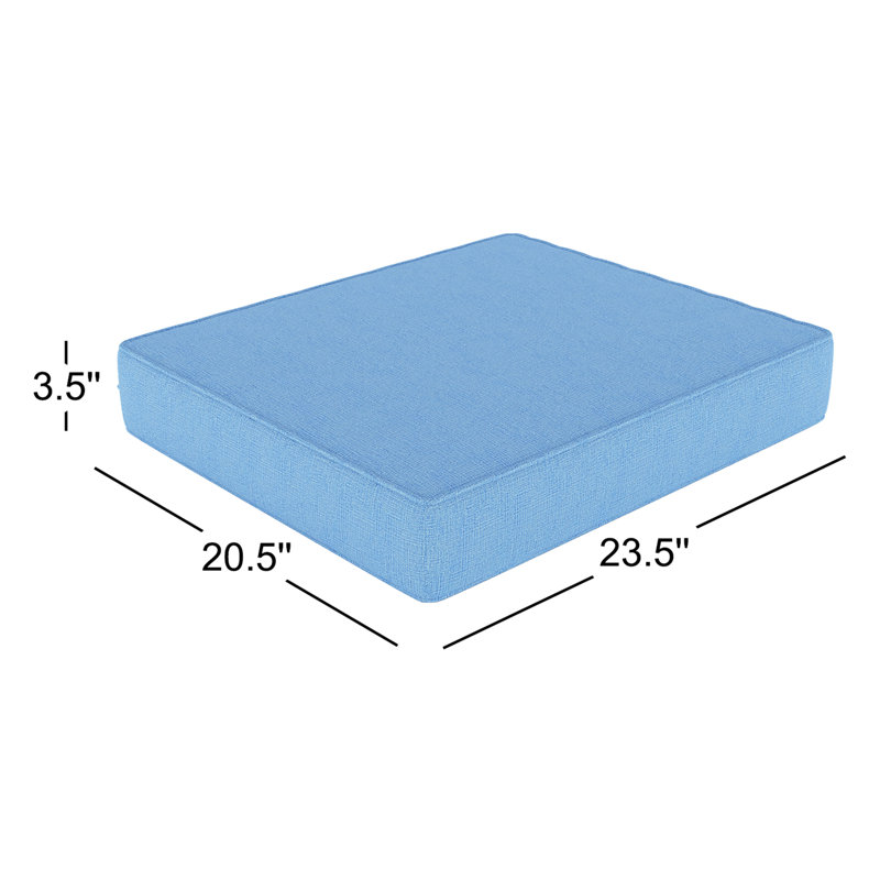 Sunbrella® Outdoor Ottoman Cushion, Canvas Air Blue Sunbrella® Canvas, 3.5" H x 23.5" W x 20.5" D