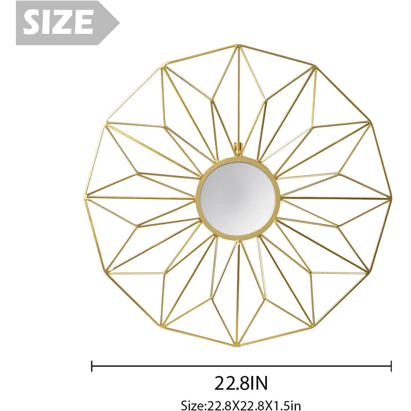 Metal Flat Wall Mirror, Gold