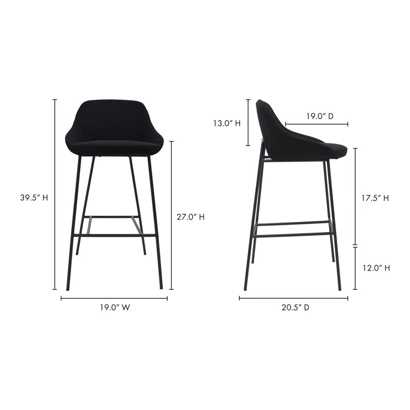 Shelby Wood Counter Stool, Black, Counter Stool (27.2" Seat Height)