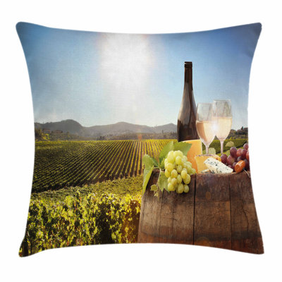 Wine Famous Chianti Vineyard Square Pillow Cover