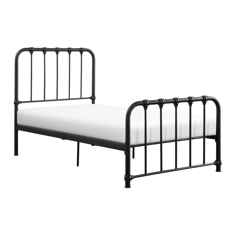 Twin Size Metal Bed Frame In Dark Bronze - Bedroom Furniture Without Box Spring No Required For Setup, Twin, Bronze